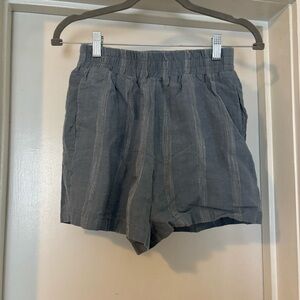 Crescent Women's Blue Linen Striped Shorts